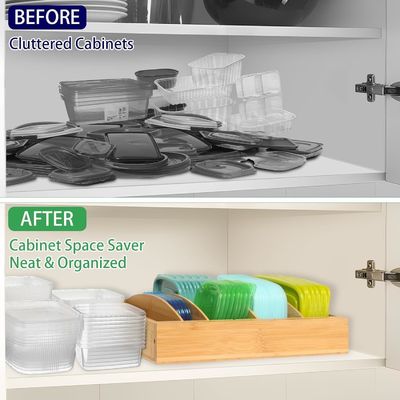 木製の竹 拡張可能な13-27インチ 食品貯蔵容器 オーガナイザー キッチン OEM ダイニング