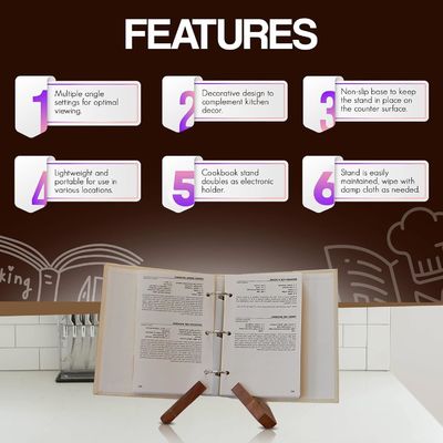 キッチン用の便利なブックホルダー 調節可能なアカシア料理本 スタンド サイズ
