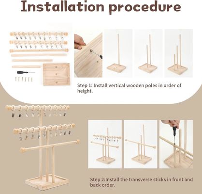 木製 壁棚 飾り 3 層 ベビー ヘッドバンド ハーダー ヘアバンド ディスプレイスタンド