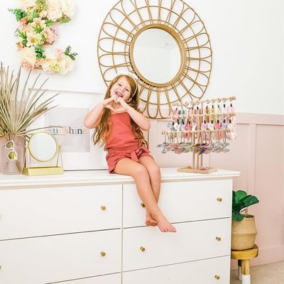 木製 壁棚 飾り 3 層 ベビー ヘッドバンド ハーダー ヘアバンド ディスプレイスタンド