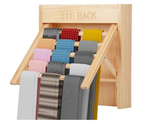 スタイリッシュな外観 壁に装着された木製のネクタイオーガナイザー ベルト ハンガー スペース節約用のネクタイホルダー