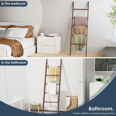 家電 木製の梯子 棚 装飾用毛布の梯子 浴室の保管用