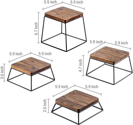 高量 焼いた木 ブラック メタル ワイヤー 広形 食品 ディスプレイ 木製 ピザスタンド