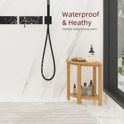 NO 折りたたみ バンブー バスルーム シャワーストール 棚付き 究極のトイレ必需品