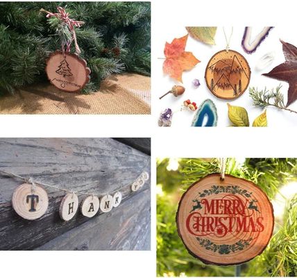 装飾工芸 木のコースター 3.5~4インチ 穴付きの未完成の天然木 持続可能