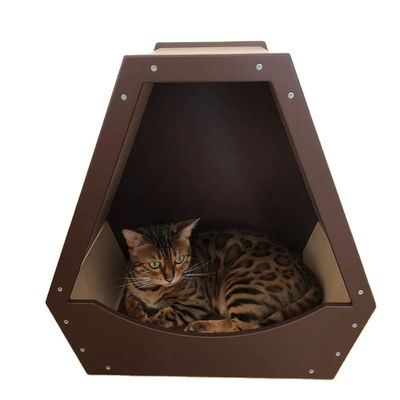 空間節約 機能 ペットハウス 現代の木造デザインと天然木色の