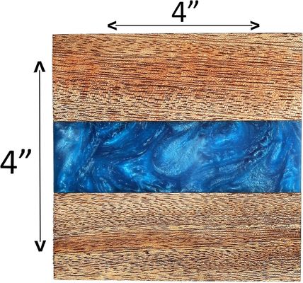 オーシャン・ブルー エポキシ木質樹脂コースター
