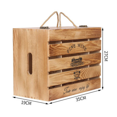 カスタマイズされたロゴ 受け入れられる カスタマイズされた手作り 6 ボトル 木製ワイン ギフトボックス ヒングドボックス
