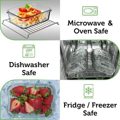 便利な4パック ガラス食品保管容器 バンブー蓋付き 簡単オープンエンドデザイン