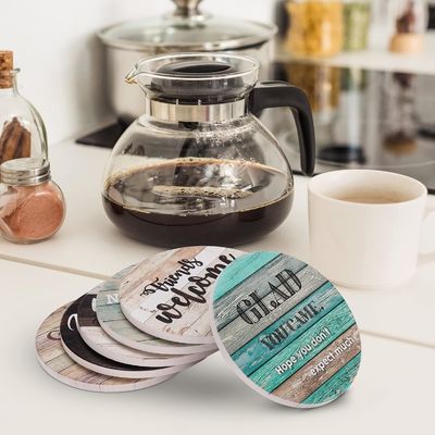 マルマー 皮肉 吸い込み ストーン コルク 飲み物 コースター ハンドル カスタム ルックス 6 PC