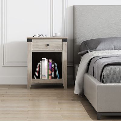 近代的な農家のナイトスタンドと引き出し 田舎木のベッドサイドテーブル 16 x 19 x 24インチ