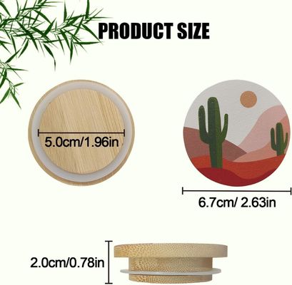 8 カスタム サイズ の 色とりどりの ボーホー パターン と バンブー の 蓋 を 備えた シリコン 密封 リング を パック する