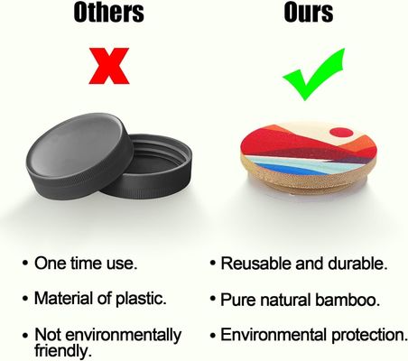 8 カスタム サイズ の 色とりどりの ボーホー パターン と バンブー の 蓋 を 備えた シリコン 密封 リング を パック する