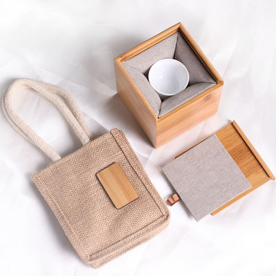 ロゴ 刻印 スライド 蓋 バンブー 方形 木製 箱 プレゼント 梱包 用