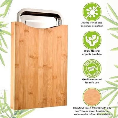 スタイリッシュな竹の切断板 トレイとスライドアウト引き出し 13.4 x 9.4 x 1.6インチ