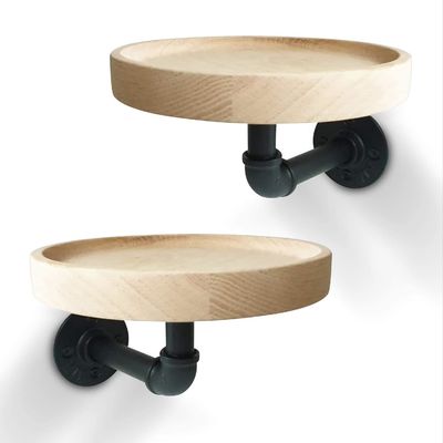 郵便包装 家庭用部屋の装飾のための小さな丸い浮く固木角棚