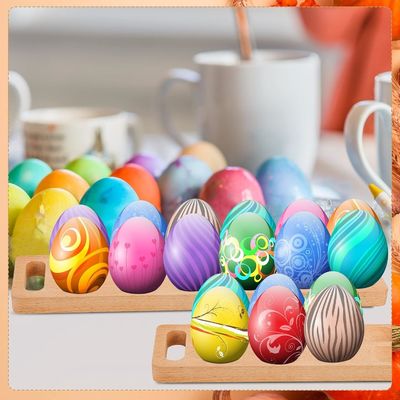 感謝祭の日の卵皿 12穴の木製の皿付きでスペースを節約する