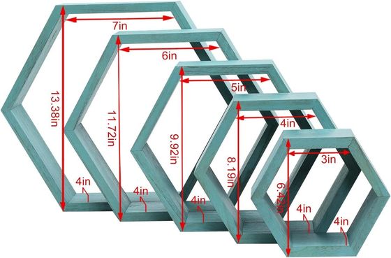 木製農場 貯蔵 ハニコム 壁棚 壁掛けセット 5 六角浮き棚