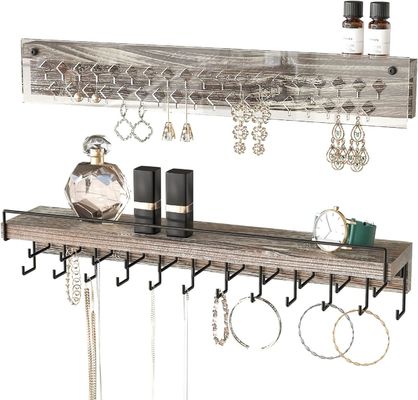 オーダーメイド 田舎の農家 木のイヤリング ディスプレイとクリア アクリルネックレス 壁マウントホルダー