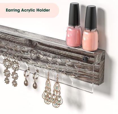 オーダーメイド 田舎の農家 木のイヤリング ディスプレイとクリア アクリルネックレス 壁マウントホルダー