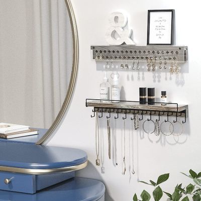 オーダーメイド 田舎の農家 木のイヤリング ディスプレイとクリア アクリルネックレス 壁マウントホルダー