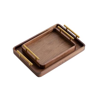 ロースティック ブラス ハンドル ウォールナッツ 木製 コーヒー テーブル デザート ケーキ お茶 カップ 手作り