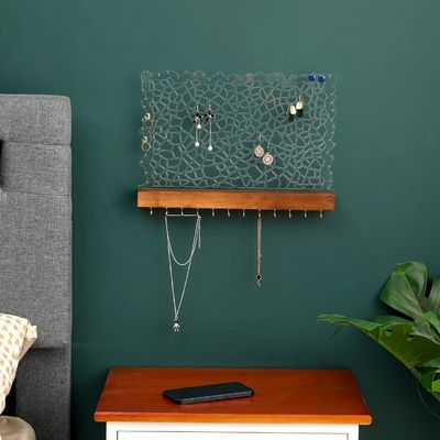 機能的なデザイン 木製の浮遊棚 オーダーメイドロゴのためのアクリルイヤリングディスプレイ