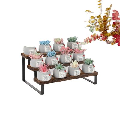 木製ディスプレイスタンド機能 空間節約 3階台 キッチンカウンタースパイスラックオーガナイザー