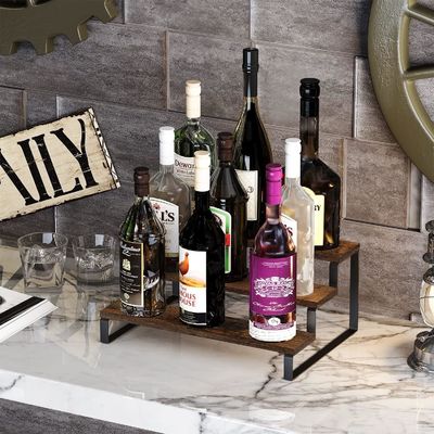 木製ディスプレイスタンド機能 空間節約 3階台 キッチンカウンタースパイスラックオーガナイザー