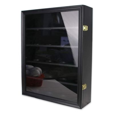 木とアクリル 黒 20 野球 展示ケース スポーツ 記念品 収納用 キャビネット