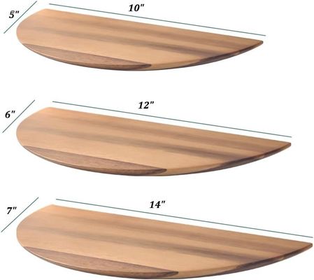 カスタムサイズ 色 半円形セット 3 14インチ アカシア木 浮遊棚