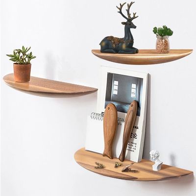 カスタムサイズ 色 半円形セット 3 14インチ アカシア木 浮遊棚