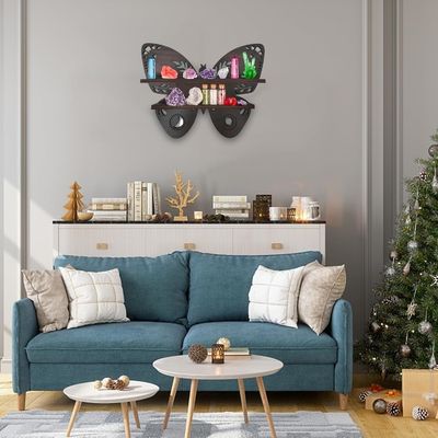 モダンなデザイン バターフライの貯蔵容器 木の壁 木製の浮遊棚