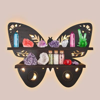 モダンなデザイン バターフライの貯蔵容器 木の壁 木製の浮遊棚