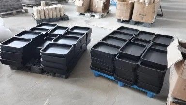 202406 黒い木製の食卓 アカシア木材 柄付きの木製の特製食卓