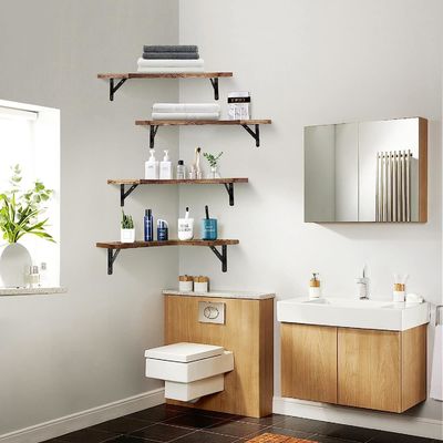 カスタムサイズ 色素材 田舎木のコーナー 浮遊棚 壁掛けセット 4