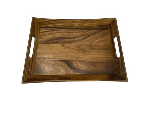 19.88 X 14 X 2.5 インチ アカシア カーブド サービス トレイ セット ハンドル ロゴ プレゼント 店舗