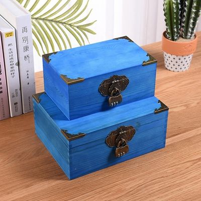 塗装 ハンドリング ヴィンテージ スタイル 鍵付き 木製の小さな結婚式写真箱