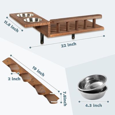 雑多な床にさよならを言って 壁に設置された猫の食器棚