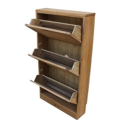 木製のシューズラック 収納キャビネット