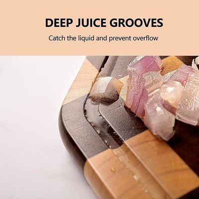 オーダーメイド 12X12X0.8 インチ アカシア 木製 切断 オクタゴン 汁槽付き サービスボード