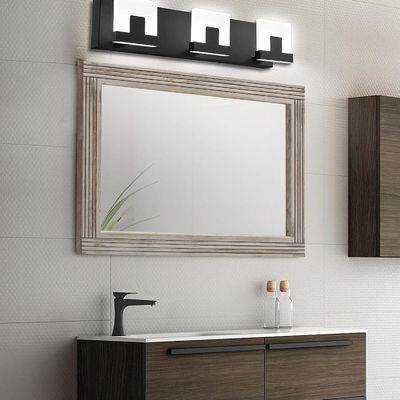 浴室用 木製の壁鏡 固木枠 田舎風俗鏡