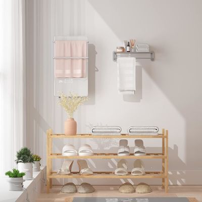 多機能3層の竹製のシューズラック