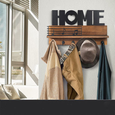 カスタマイズされたロゴ ロースティック 木造のメールオーガナイザー キーフックとメール保管棚