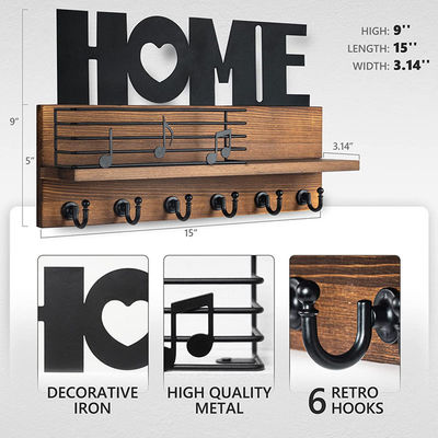 カスタマイズされたロゴ ロースティック 木造のメールオーガナイザー キーフックとメール保管棚