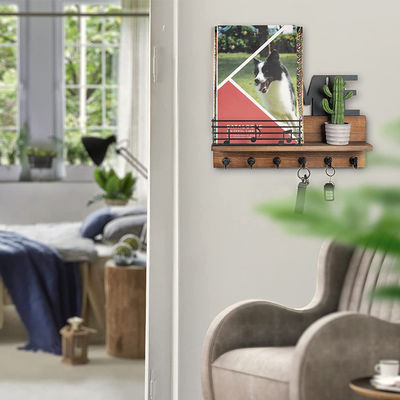 カスタマイズされたロゴ ロースティック 木造のメールオーガナイザー キーフックとメール保管棚