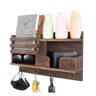 3つのダブルフック付きの壁飾り木製のキーハンガー 機能的なデザインキーホルダー