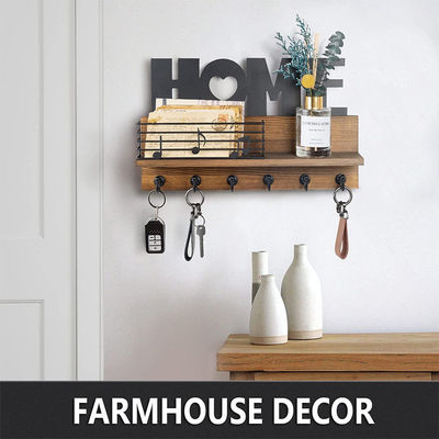 3つのダブルフック付きの壁飾り木製のキーハンガー 機能的なデザインキーホルダー