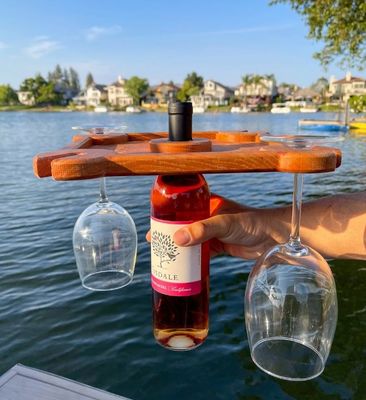 オーダーメイドロゴワインホルダー スタンドタイプワインボトルキャディと食品配給トレイ