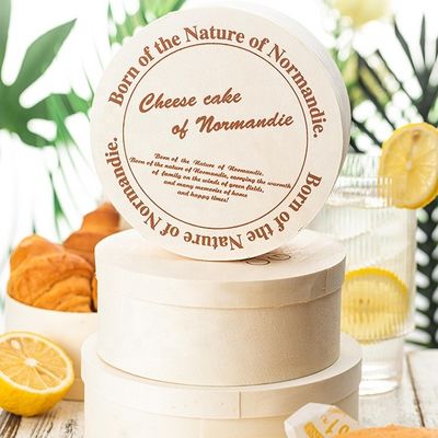 天然木色 木製の箱 オーダーメイド 丸いケーキ チーズケーキ サラダ 果物 梱包